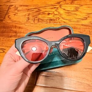 Gucci Black Sunglasses with Red Lenses